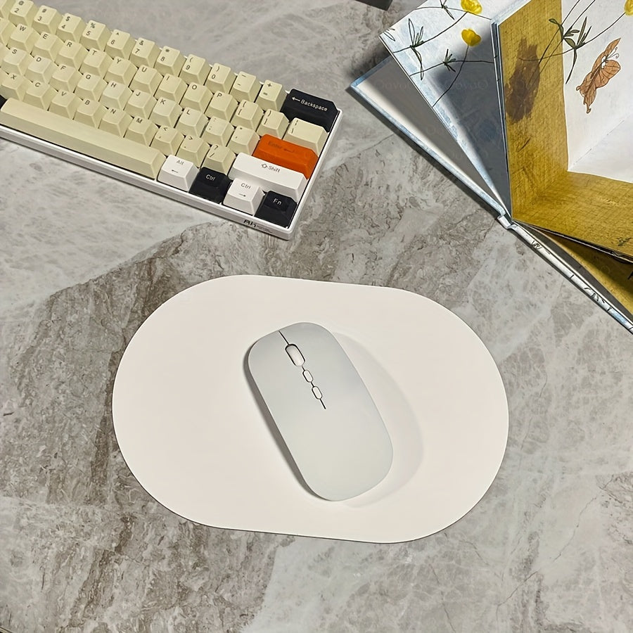 [Small Solid Color Mouse Pad] Oval Small Mouse Pad Single-sided Solid Color Universal Non-slip Pad Mouse Pad Suitable For Laptop Office Faux Leather Gaming Mouse Pad Lootquake LLC