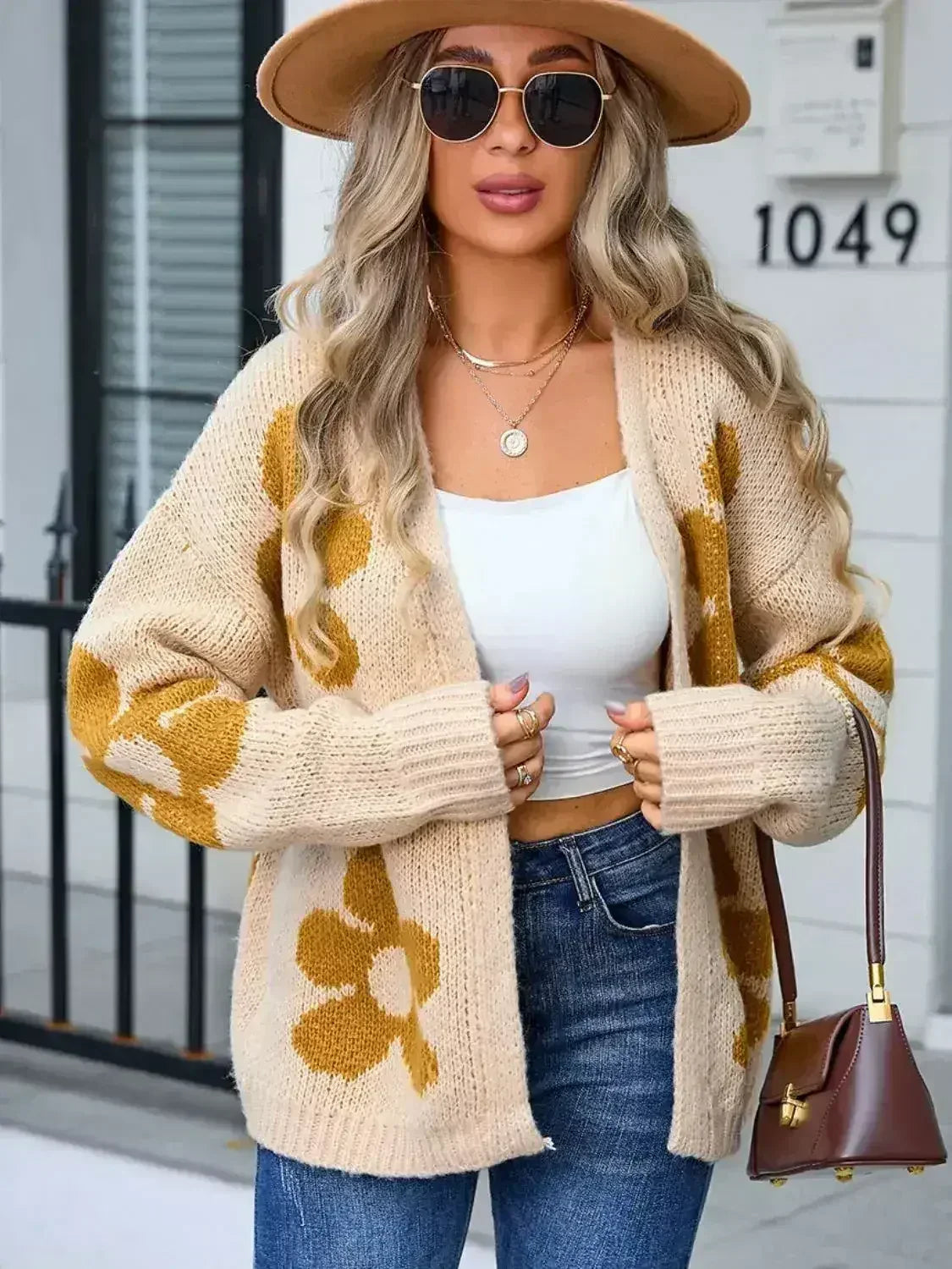Angel Wings Flower Open Front Long Sleeve Cardigan - Trendy & Comfortable - SJB-DIAMOND ELITES