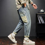 New Trendy Loose Straight Tube Haren Workwear Nine Quarter Jeans Lootquake LLC