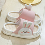 Cute Rabbit Slippers Linen House Shoes For Women Pi-Mart