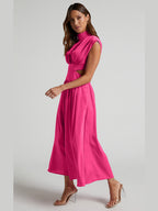 Modern Cutout Mock Neck Sleeveless Ruched Dress Elegant Dress For Women Stevvex