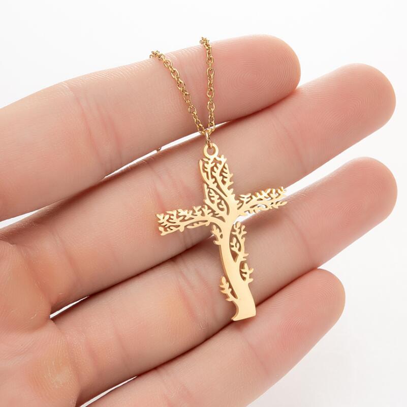 Tree Of Life Necklace Ladies Cross Clavicle Chain Jewelry Pi-Mart