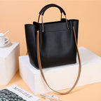 Bag Women Summer New Korean Pure Color Women's Handbag Metal Handle Leisure Shoulder Bag Women's Bag Pi-Mart