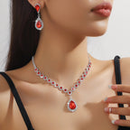 Diamond Necklace Earrings And Bracelet Three Piece Jewelry Set Pi-Mart