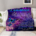 1pc To My Daughter Letter Blanket Mom Gifts For Daughter Colorful Butterfly Pattern Soft Blanket Flannel Blanket For Sofa Bed Lootquake LLC