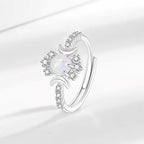 Platinum Round White Opal Glossy Double Moon Edge
