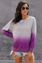 Chic Purple Ombre Crewneck Long Sleeve Sweatshirt - SJB-DIAMOND ELITES