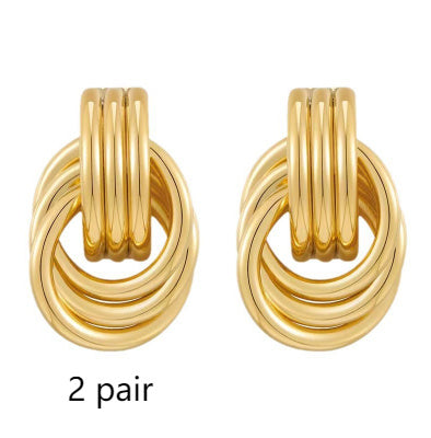 Exaggerated Geometry Earrings Metal Winding Twist Stud Earrings Pi-Mart