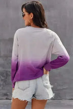 Chic Purple Ombre Crewneck Long Sleeve Sweatshirt - SJB-DIAMOND ELITES