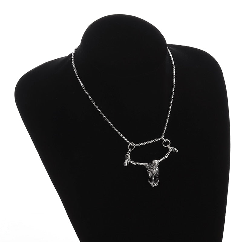 Crucifixion Skull Pendant Necklace Pi-Mart