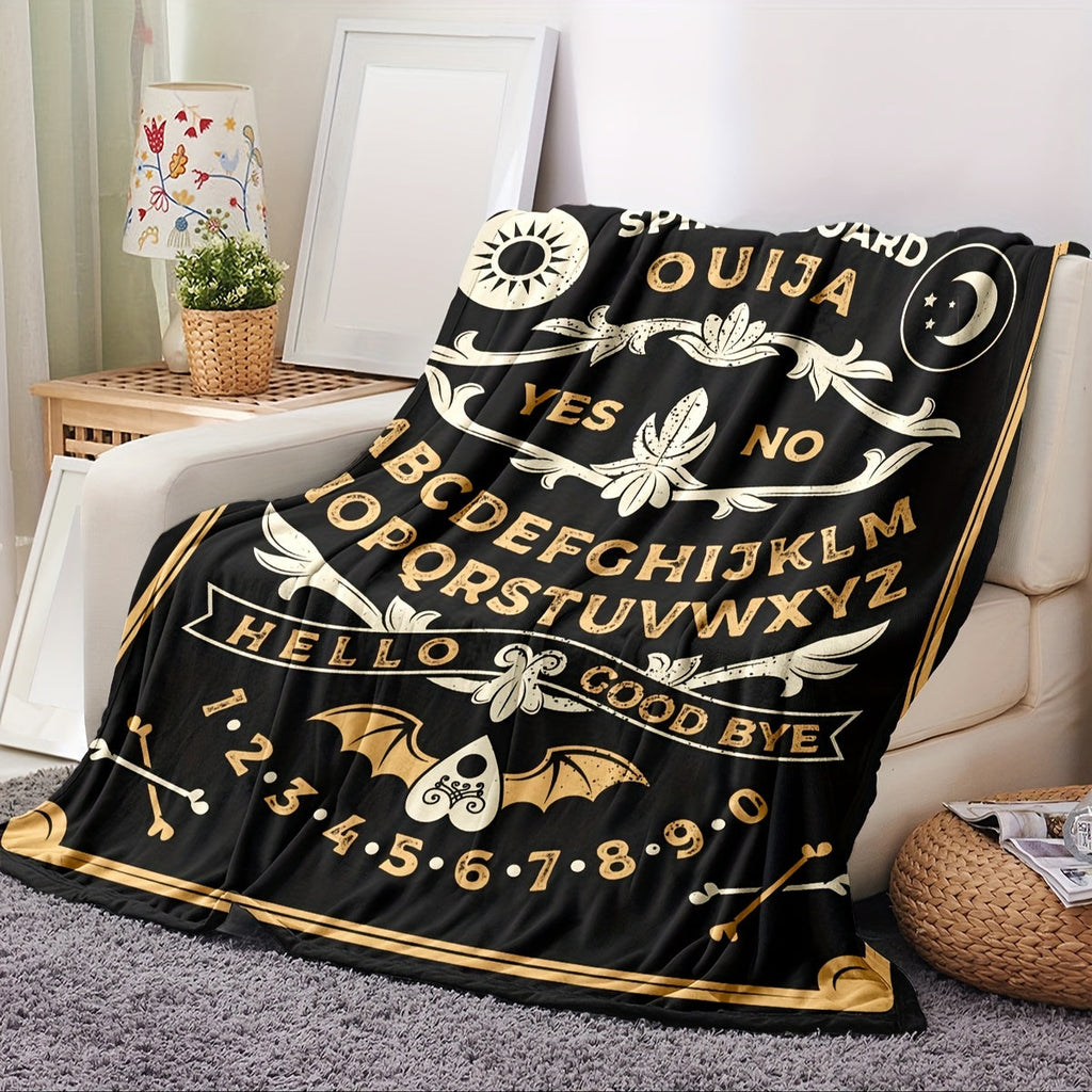 1pc Ouija Spirit Board Design Throw Blanket, Polyester Digital Print, Charming Style, Perfect Birthday Gift, Cozy Nap Blanket Lootquake LLC