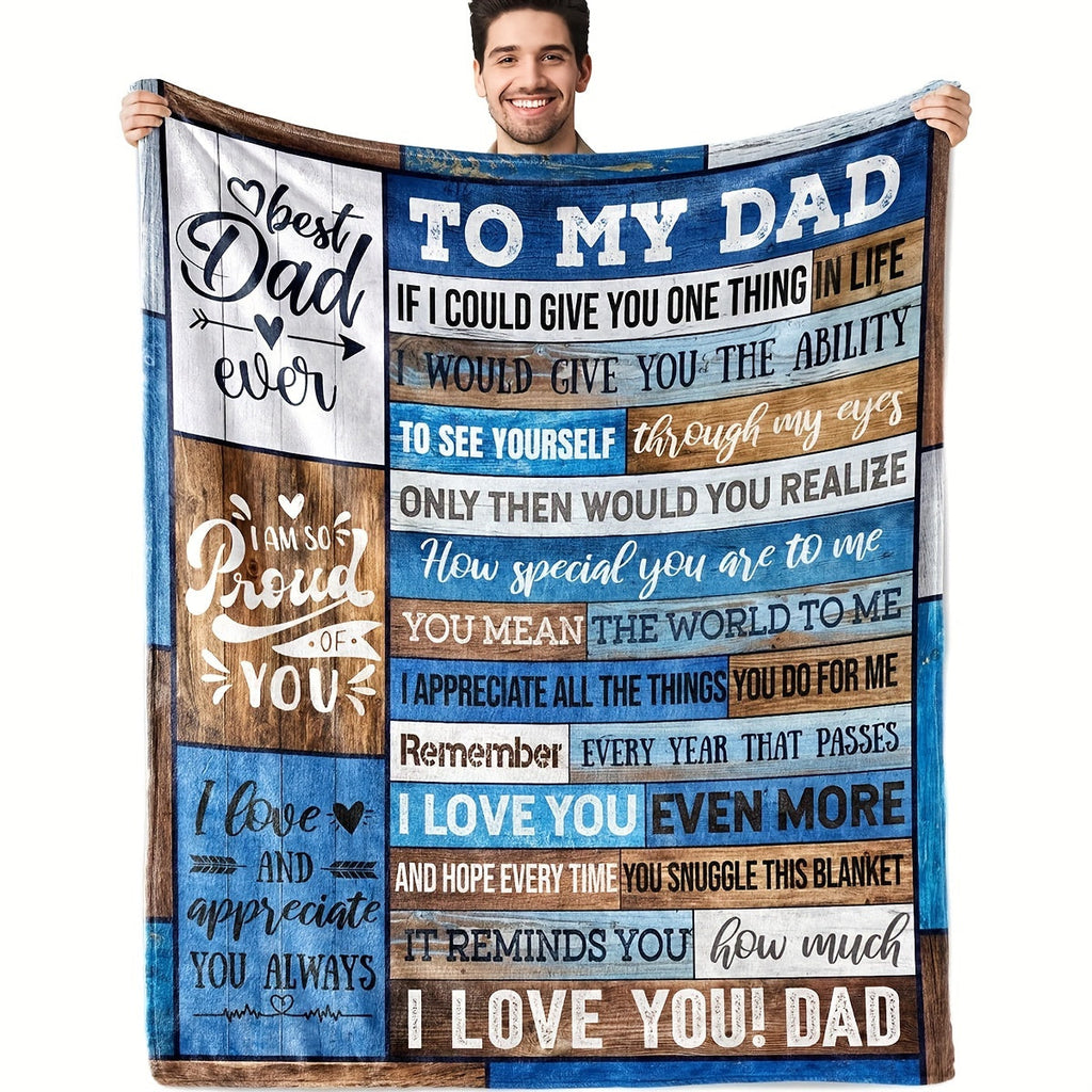 1pc Envelope Printed Flannel Blanket, To My Dad Blanket, Warm Cozy Soft Throw Blanket Nap Blanket For Couch Bed Sofa Camping Travel, Best Gift Square Blanket For Dad Lootquake LLC