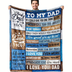 1pc Envelope Printed Flannel Blanket, To My Dad Blanket, Warm Cozy Soft Throw Blanket Nap Blanket For Couch Bed Sofa Camping Travel, Best Gift Square Blanket For Dad Lootquake LLC