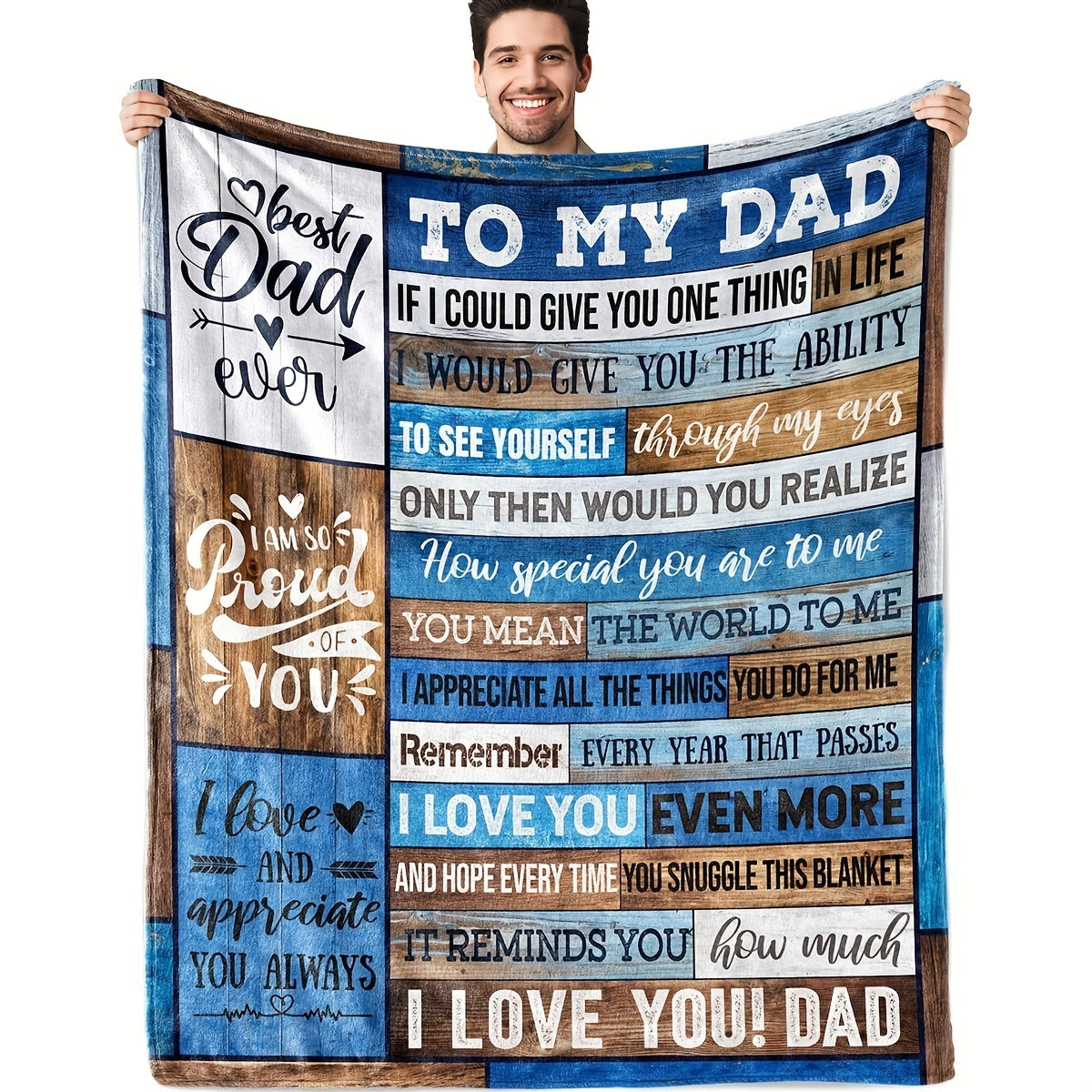 1pc Envelope Printed Flannel Blanket, To My Dad Blanket, Warm Cozy Soft Throw Blanket Nap Blanket For Couch Bed Sofa Camping Travel, Best Gift Square Blanket For Dad Lootquake LLC