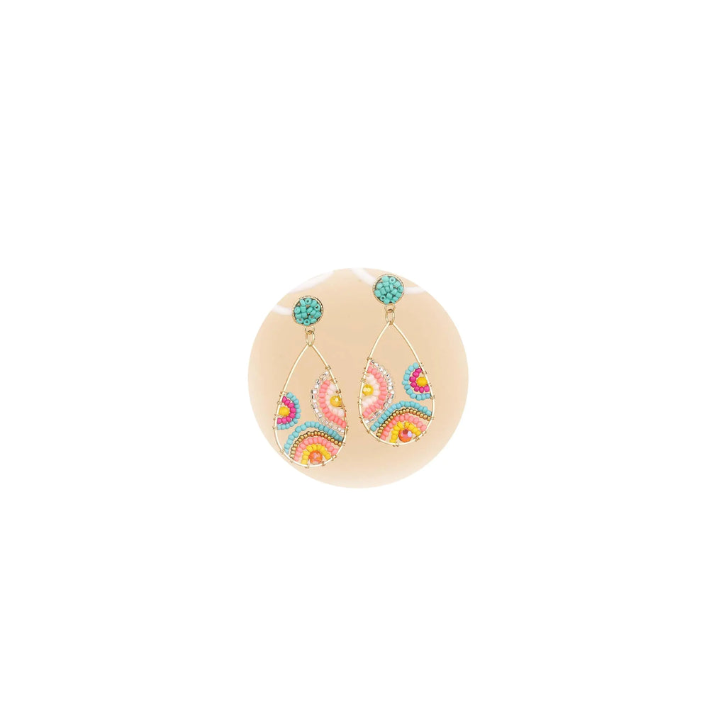 Boho Earrings for Women Beaded Earrings Round Earrings Bohemian Earrings Colorful Bead Dangle Earrings Beads Statement Earrings Teardrop Earrings Bohemian Jewelry Gifts