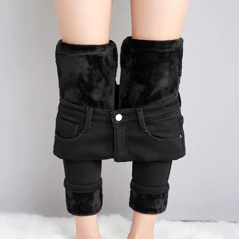 Velvet Thickening Denim Pants Pi-Mart
