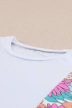 Floral Patchwork Top - Short Sleeve Summer Tee | Femstylo