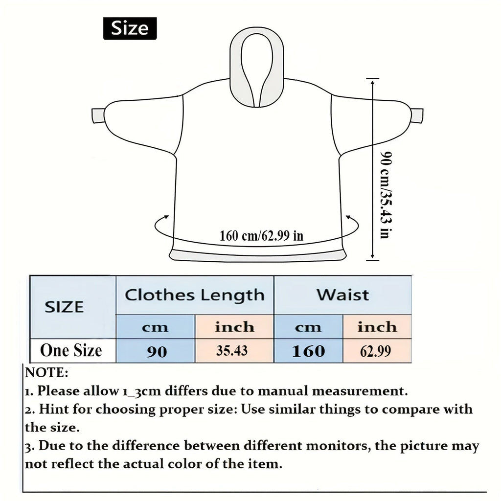 1pc Oversized Blanket Hoodie, Sherpa Fleece Hooded Blanket For Women, Ultra Soft Warm Wearable Blanket Sweatshirt Women Men Adult, Gift For Ladies