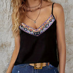 Ladies' Fashionable Printed V-neck Vacation Style Camisole Top - SJB-DIAMOND ELITES