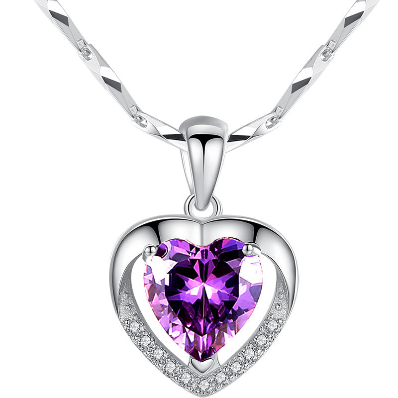 Women's Silver Clavicle Chain Simple Ocean Heart Pi-Mart