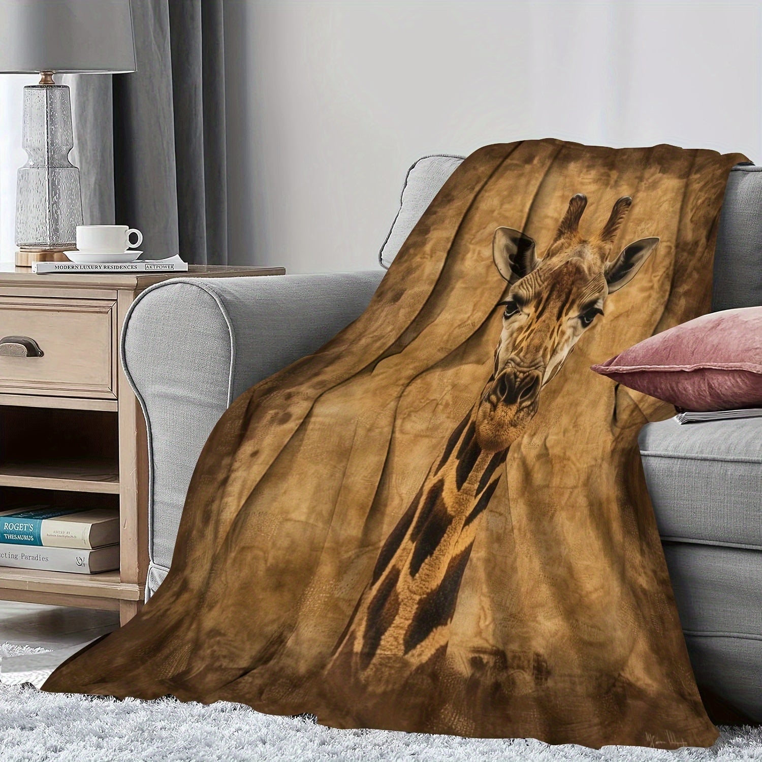 1pc Mom Gifts Blanket For Daughter Vintage Giraffe Soft Blanket Flannel Blanket For Couch Sofa Office Bed Camping Travel, Multi-purpose Gift Blanket For All Season Lootquake LLC
