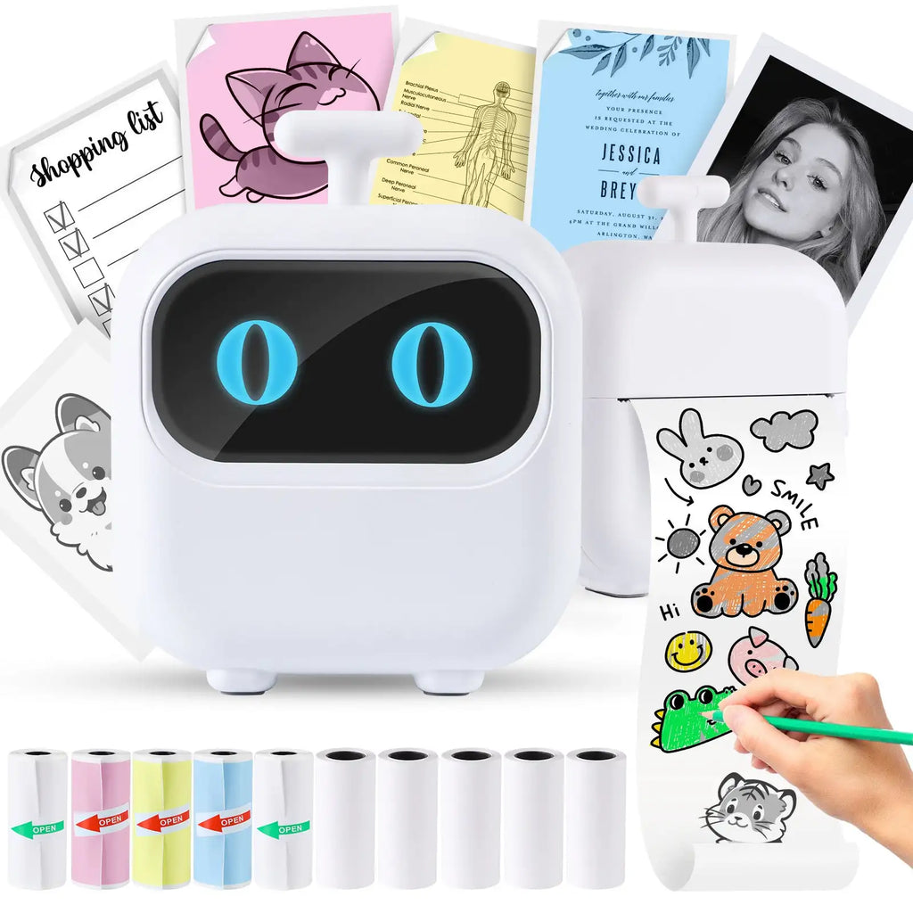 Mini Printer, All Purpose Sticker Maker With Thermal Papers, Bluetooth Portable Printer All Purpose - SJB-DIAMOND ELITES