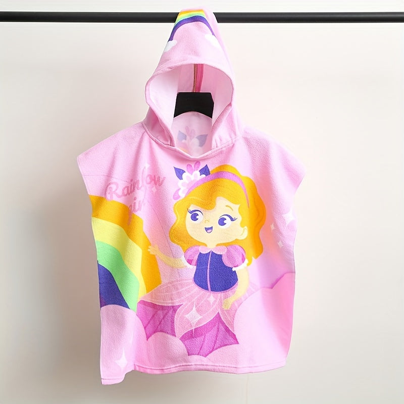 1pc Children's Bath Towel, Cartoon Pattern Hooded Bathrobe, Soft Microfiber Kids' Bath Towel, Soft Cloak Blanket, Wearable Beach Towel, Beach Essential, Bathroom Supplies Lootquake LLC