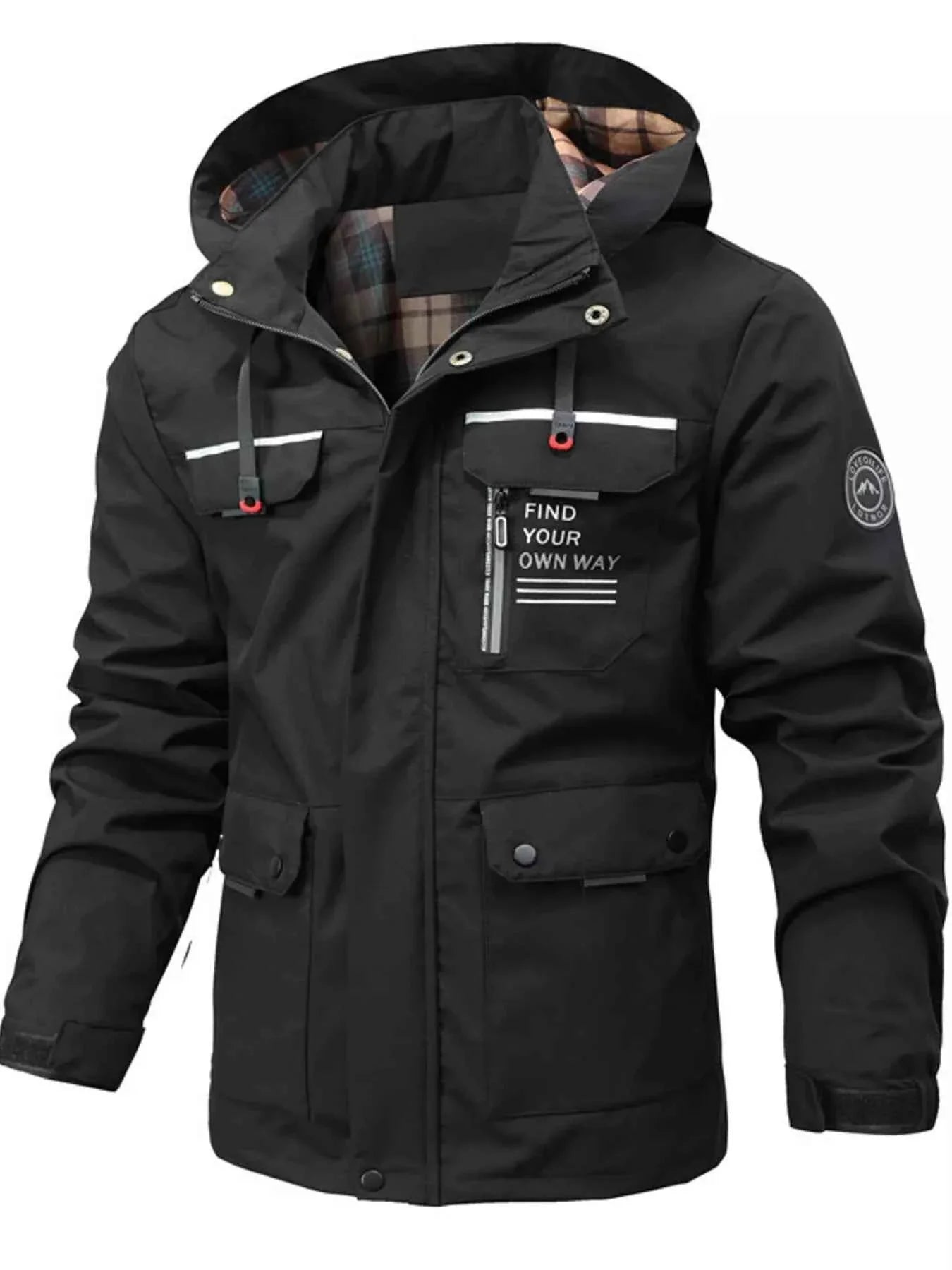 Men's Plus Size Hooded Outdoor Windproof Coat THRIXINE