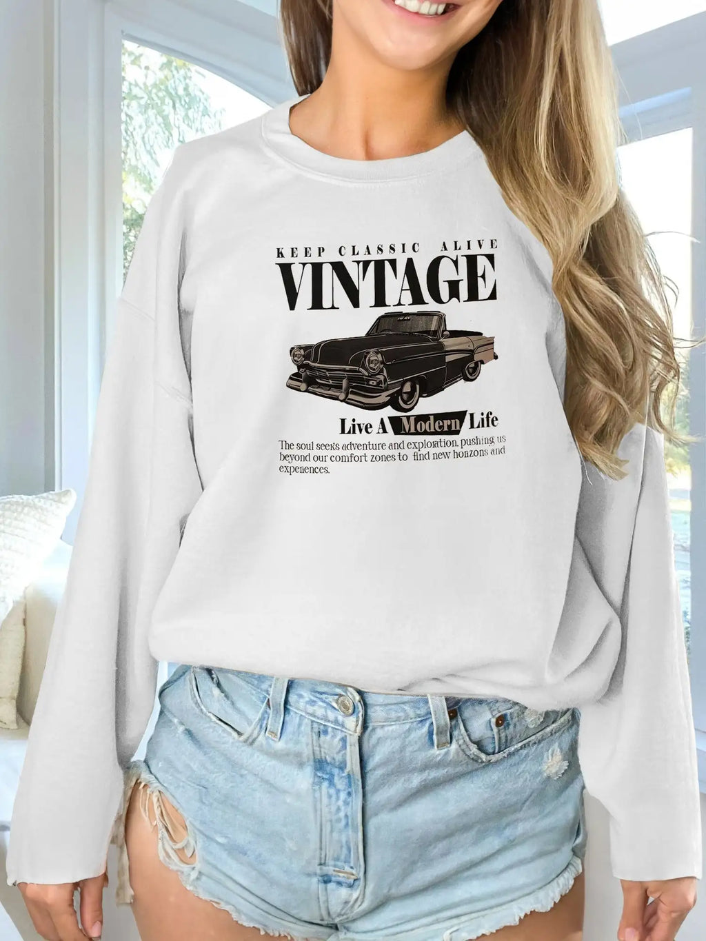 Women's Fashionable Solid Color Printed Long Sleeved Sweatshirt - SJB-DIAMOND ELITES