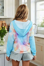 Fashion Sky Blue Colorblock The Sun Cotton Blend Tie Dye Hoodie - SJB-DIAMOND ELITES