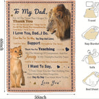 Creative Gift for Dad - Lion Design Soft Flannel Blanket with Loving Message, Cozy and Thoughtful Animal-Themed Decor Lootquake LLC