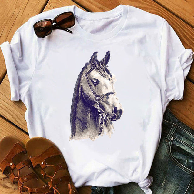New Artistic Horse Women's Printed Wear Short-sleeved T-shirt Lootquake LLC