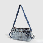 Small shoulder purse denim women's retro summer shoulder bag blue patchwork shoulder hobo handbag - SJB-DIAMOND ELITES