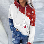 Snowman Print Crew Neck Hoodie Long Sleeve Sweatshirt Pi-Mart