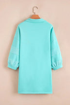 Moonlight Jade Bow Front Patchwork Bracelet Sleeve Mini Dress