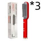 New 2 In 1 Hair Straightener Hot Comb Negative Ion Curling Tong Dual-purpose Electric Hair Brush Pi-Mart