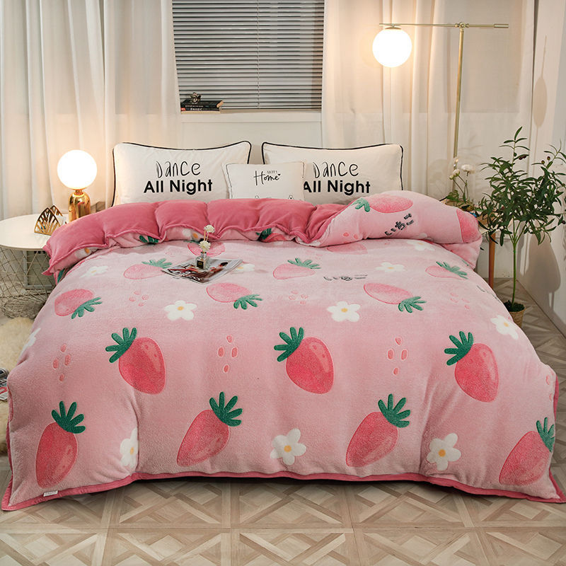 Plush Thick Snowflake Duvet Cover Single Piece Flannel Pi-Mart