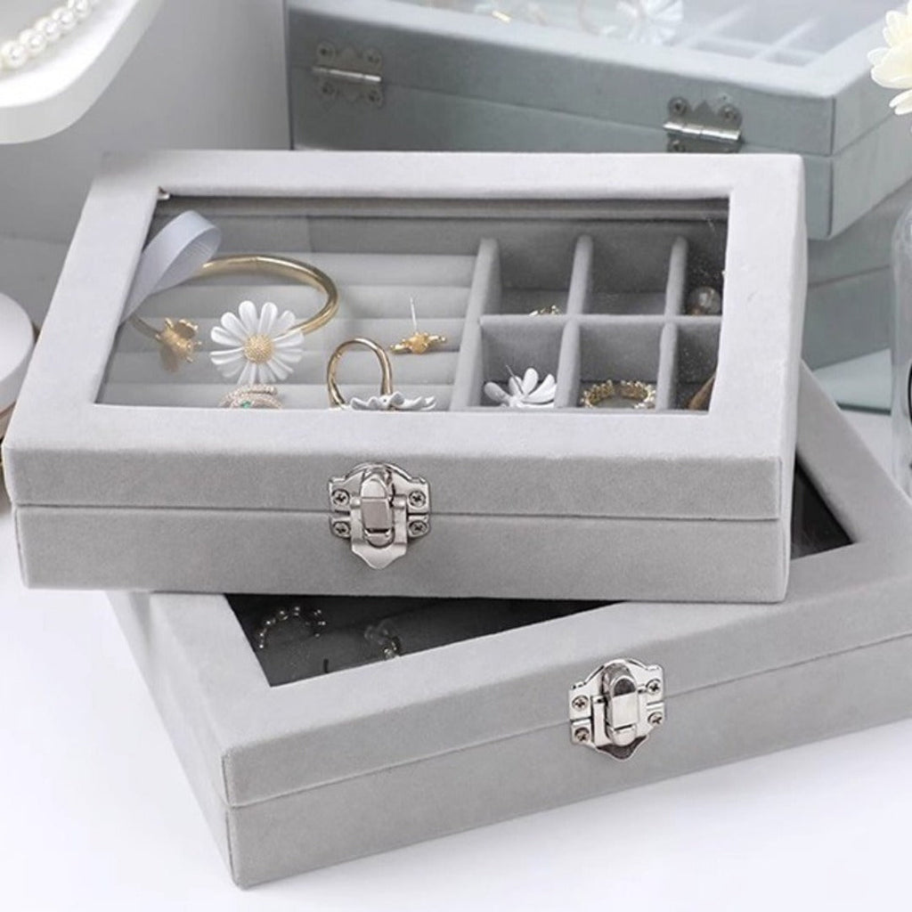 Flannel dustproof jewelry box with lid, ring earrings, earrings, necklace storage box, anti-oxidation jewelry storage box - SJB-DIAMOND ELITES