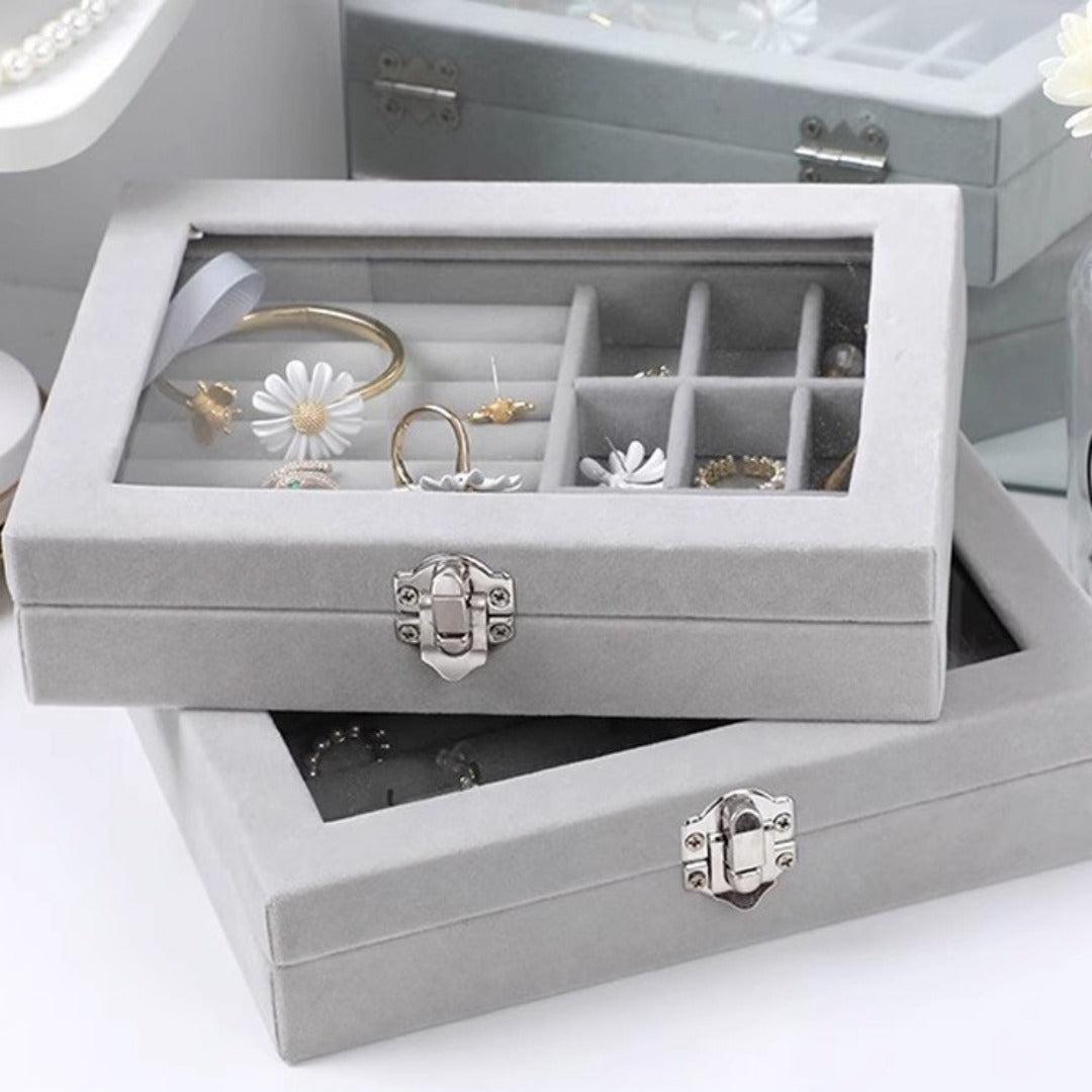 Flannel dustproof jewelry box with lid, ring earrings, earrings, necklace storage box, anti-oxidation jewelry storage box - SJB-DIAMOND ELITES