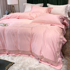 Tencel Quilt Cover Embroidered European Washed Cotton Four-piece Set Pi-Mart