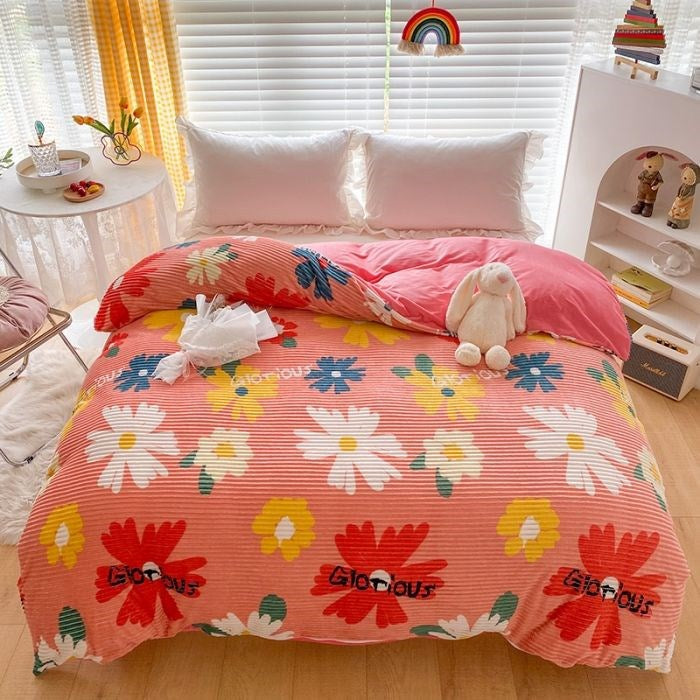 Double-sided Warm Coral Fleece Duvet Cover Pi-Mart