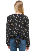Long Sleeve Surplice Floral Top - SJB-DIAMOND ELITES