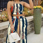 Ladies' Summer Fashion Cross Backless Square Neck Sleeveless Short Top And Daily Wide Leg Pants Set - SJB-DIAMOND ELITES