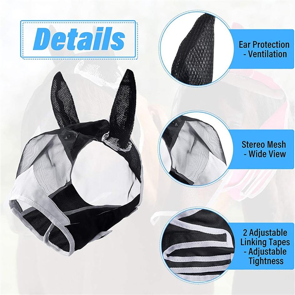 Horse Fly Mask,Extra Comfort Grip Soft Mesh Horse Fly Mask With Ears Lootquake LLC