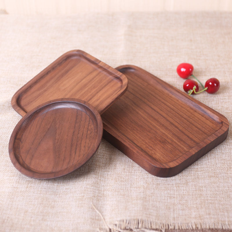 Japanese Style Wooden Black Walnut Rectangular Dinner Plate Pi-Mart