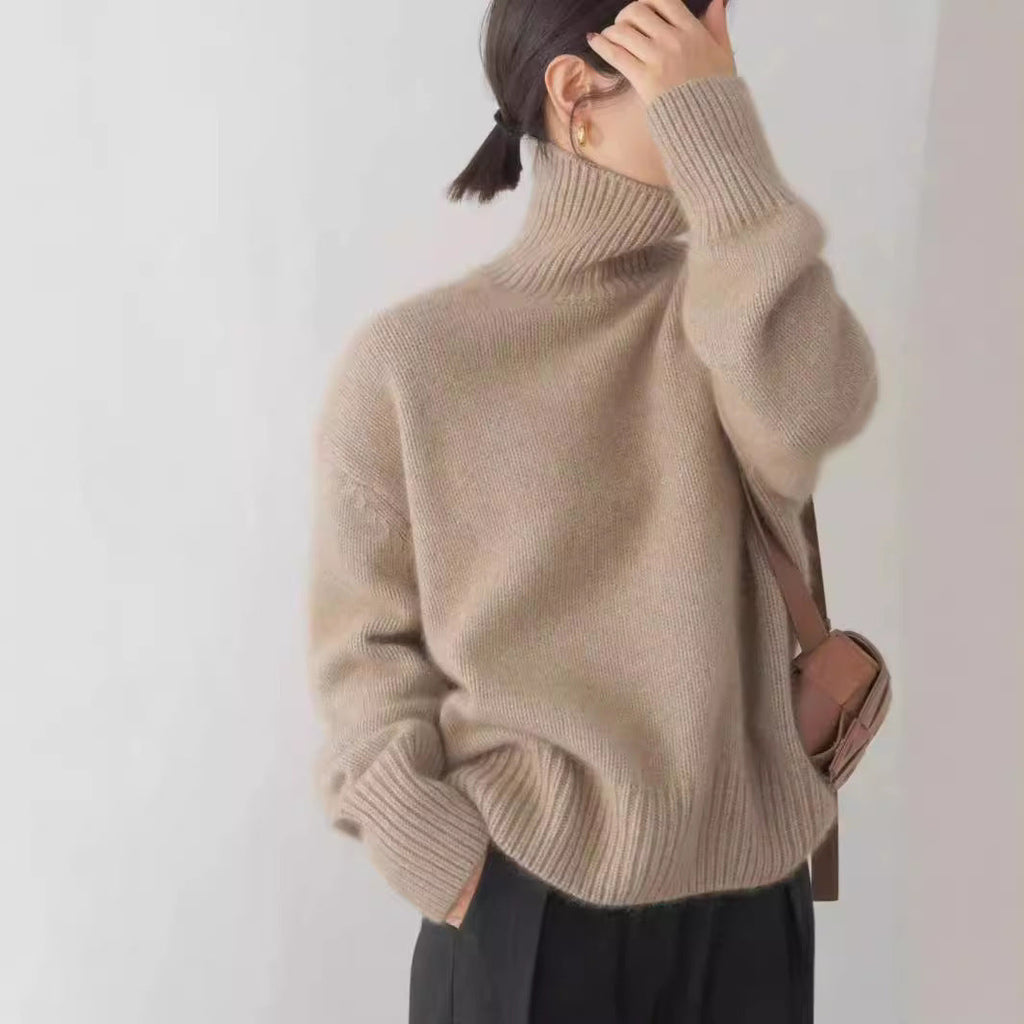 High-neck Women's Loose Versatile Knit Pullover Sweater Pi-Mart
