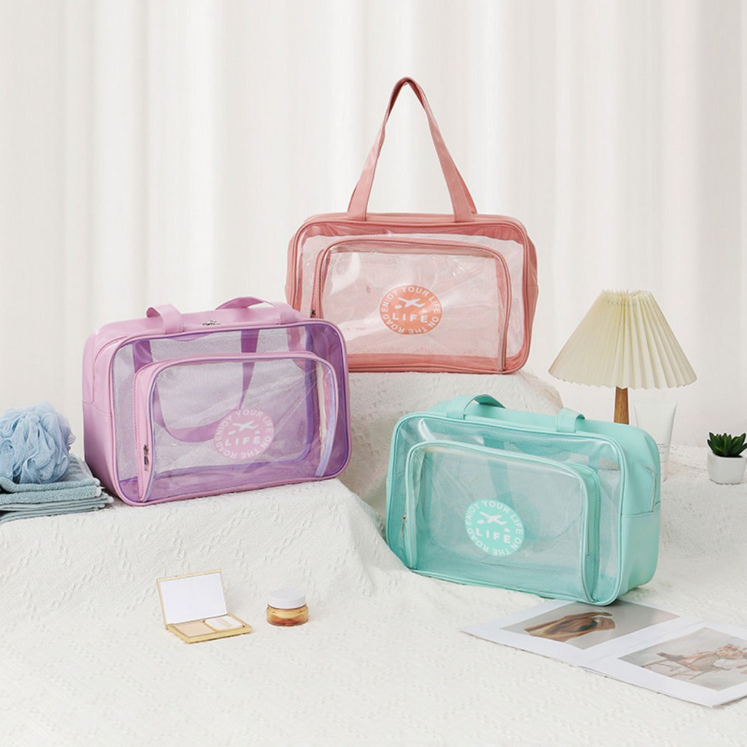 Large Capacity Transparent Wash Bag, Swimming Fitness Bath Bag, Cosmetics Storage Bag, Wet and Dry Separation Hand Shoulder Travel Bag for College Dorm Camp GymTransparent Cosmetic Bag, - SJB-DIAMOND ELITES