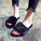 Fahion Fur Slipper For Women Keep Warm Slipper Casual Shoes Elegant Soft Plush Slipper Fuzzy Fur Slippers Soft Comfy Open Toe Slide Slippers Cozy Memory Foam Fluffy House Slippers Stevvex