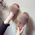 Fahion Fur Slipper For Women Keep Warm Slipper Casual Shoes Elegant Soft Plush Slipper Fuzzy Fur Slippers Soft Comfy Open Toe Slide Slippers Cozy Memory Foam Fluffy House Slippers Stevvex