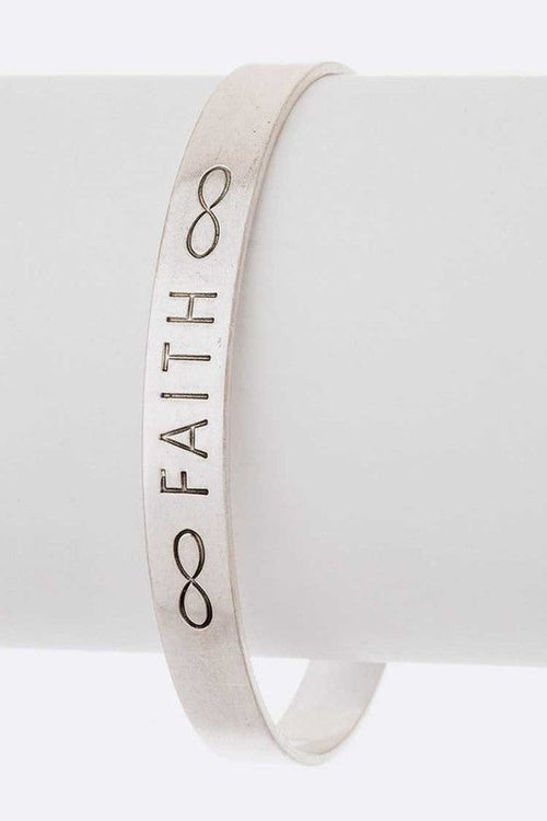 Faith Engraved Brass Open Cuff Bracelet Adjustable Everyday